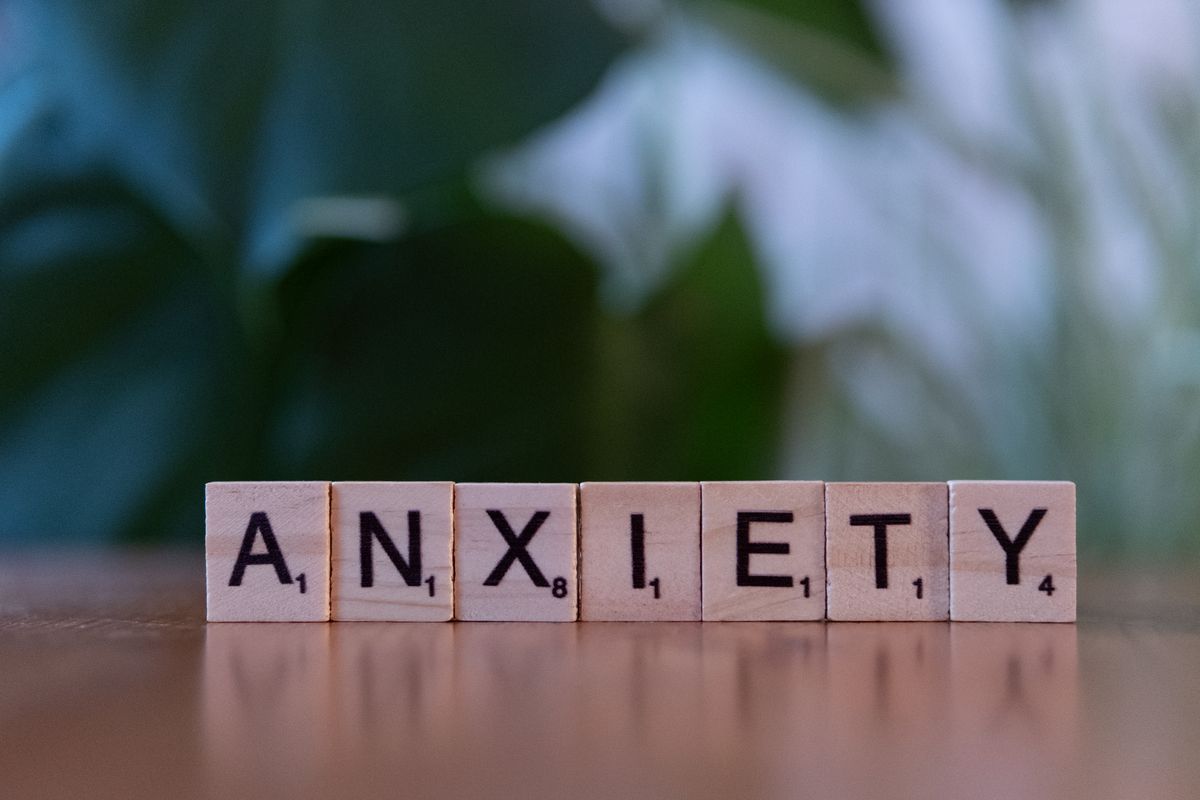 Anxiety spelled in wooden letters